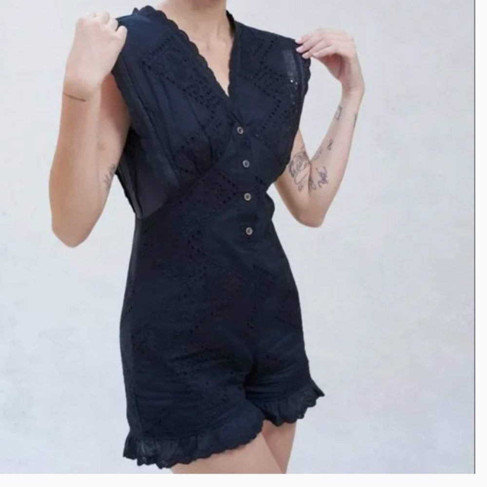 ⭐️ 🌻 Daisy Street Lace Boho Ruffle Peasant Hipster Hippie Button Farm Romper